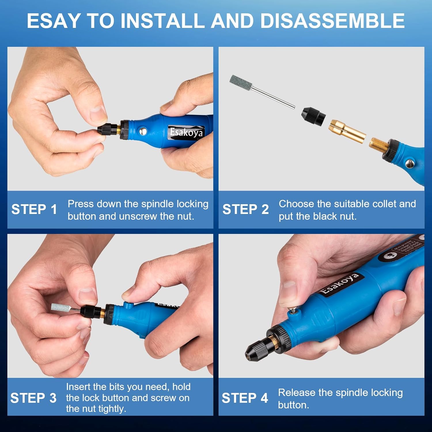 Cordless Rotary Tool, Mini Power Rotary Kit with 75 Accessories, 5 Variable Speed & 3.7v Type-C Charging Engraving Rotary Tool for Engraving, Sanding, Polishing, Drilling, Grinding, DIY Crafts